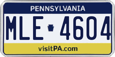 PA license plate MLE4604