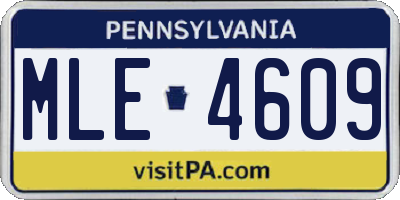 PA license plate MLE4609