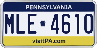 PA license plate MLE4610