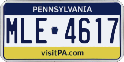 PA license plate MLE4617