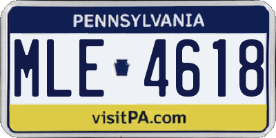 PA license plate MLE4618