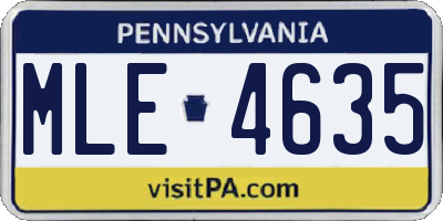 PA license plate MLE4635