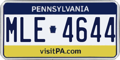 PA license plate MLE4644
