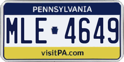 PA license plate MLE4649