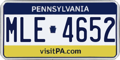 PA license plate MLE4652