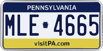 PA license plate MLE4665