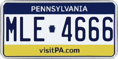 PA license plate MLE4666