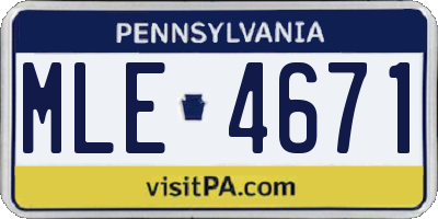 PA license plate MLE4671