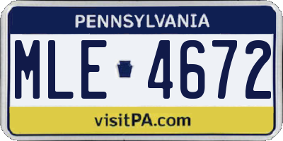 PA license plate MLE4672