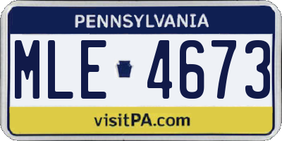PA license plate MLE4673