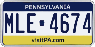 PA license plate MLE4674
