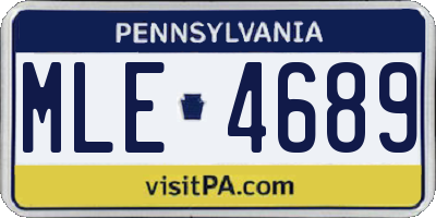 PA license plate MLE4689