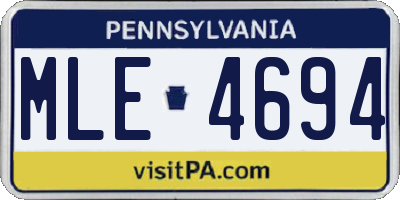 PA license plate MLE4694