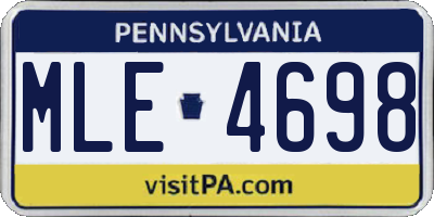 PA license plate MLE4698