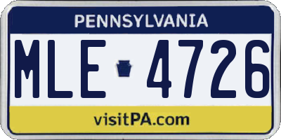 PA license plate MLE4726