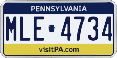PA license plate MLE4734