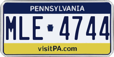 PA license plate MLE4744