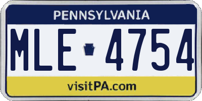 PA license plate MLE4754