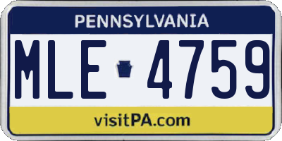 PA license plate MLE4759