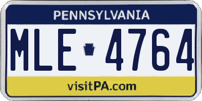 PA license plate MLE4764