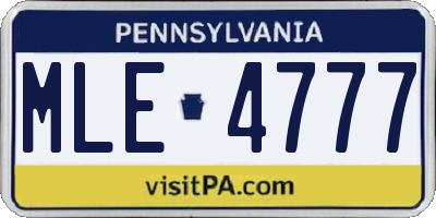 PA license plate MLE4777