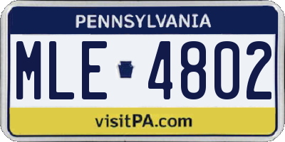 PA license plate MLE4802