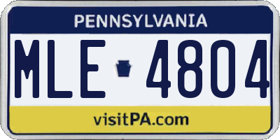 PA license plate MLE4804