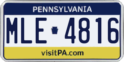 PA license plate MLE4816