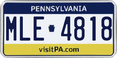 PA license plate MLE4818