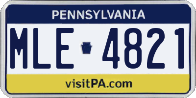 PA license plate MLE4821