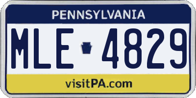 PA license plate MLE4829