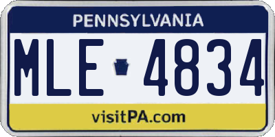 PA license plate MLE4834