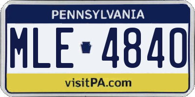 PA license plate MLE4840