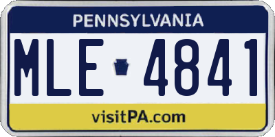 PA license plate MLE4841