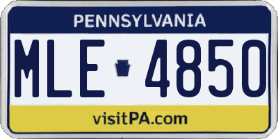 PA license plate MLE4850
