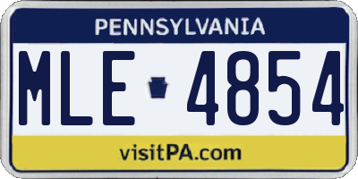 PA license plate MLE4854