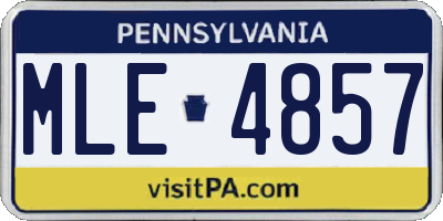 PA license plate MLE4857