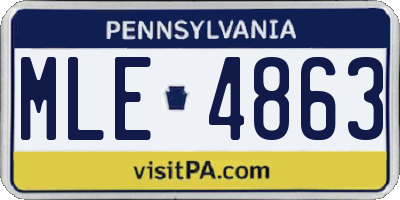 PA license plate MLE4863
