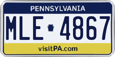 PA license plate MLE4867