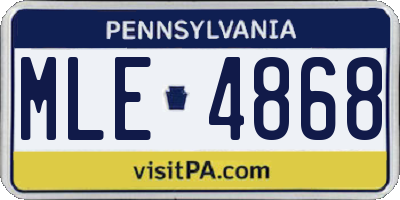 PA license plate MLE4868
