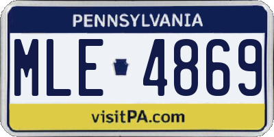 PA license plate MLE4869