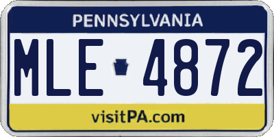 PA license plate MLE4872