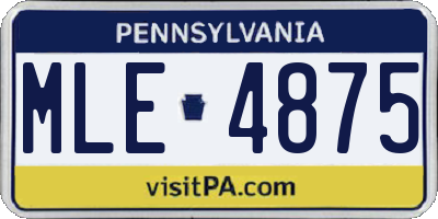 PA license plate MLE4875