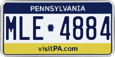 PA license plate MLE4884