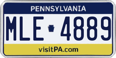 PA license plate MLE4889