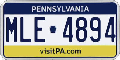 PA license plate MLE4894