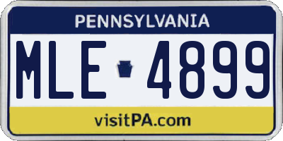 PA license plate MLE4899