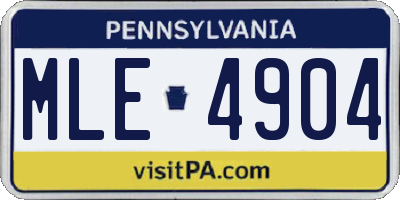 PA license plate MLE4904