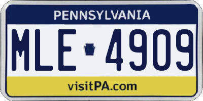 PA license plate MLE4909