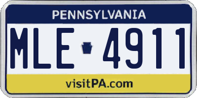 PA license plate MLE4911